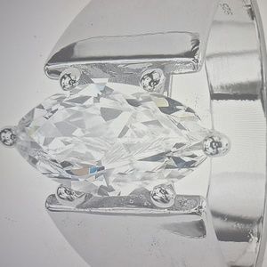 New Sterling Silver Gold-Plated Marquise Shaped Cubic Zirconia Solitaire